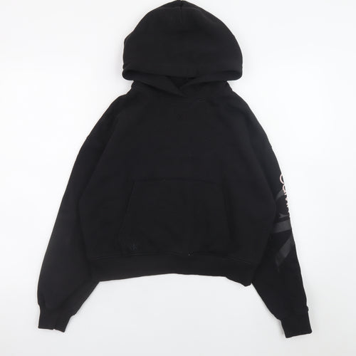 Calvin Klein Jeans Womens Black XS Pullover Hoodie Logo Sleeve