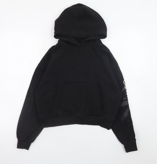 Calvin Klein Jeans Womens Black XS Pullover Hoodie Logo Sleeve