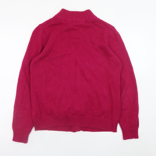 ISLE Essentials Women's Red Cotton Full Zip Cable Knit Jumper Size M 14-16
