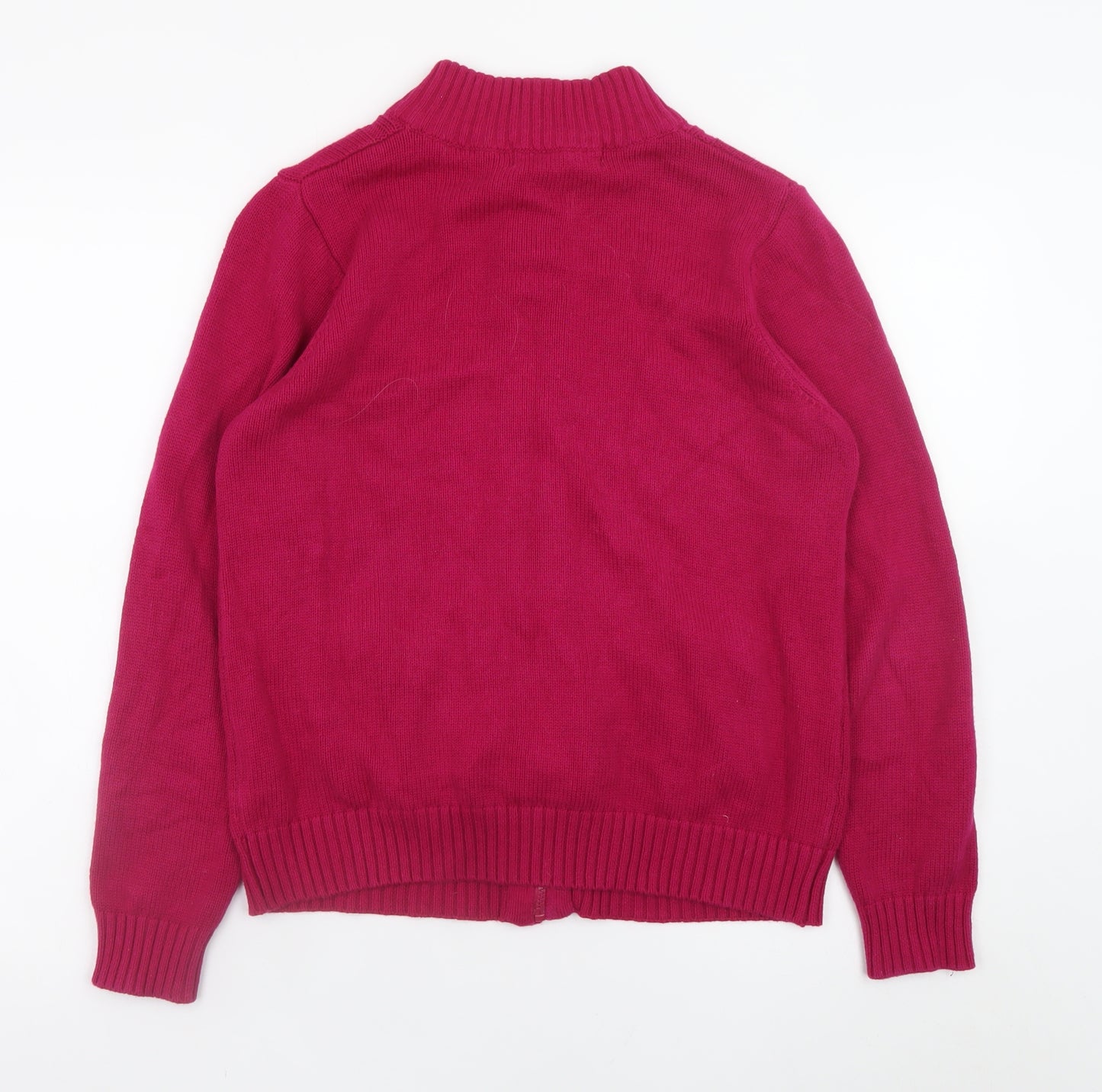 ISLE Essentials Women's Red Cotton Full Zip Cable Knit Jumper Size M 14-16