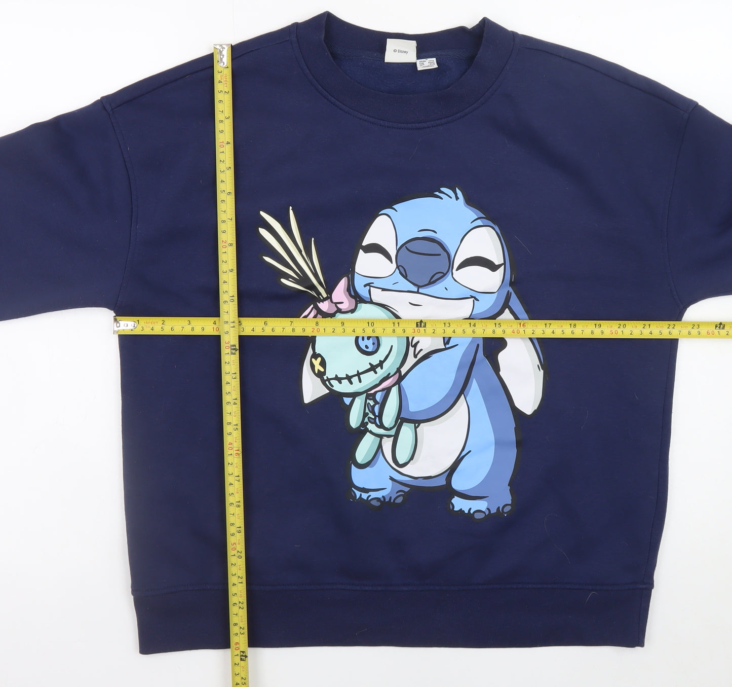 Disney Women’s Navy Stitch Sweatshirt Size M 12-14 Crew Neck Pullover