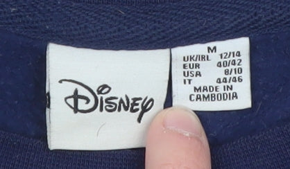 Disney Women’s Navy Stitch Sweatshirt Size M 12-14 Crew Neck Pullover