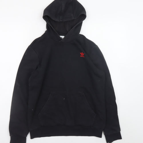Adidas Boys Black Pullover Hoodie 13-14 Years Fleece Hooded Sweatshirt