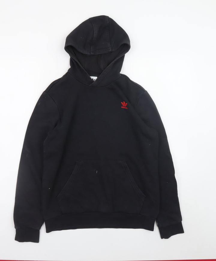 Adidas Boys Black Pullover Hoodie 13-14 Years Fleece Hooded Sweatshirt