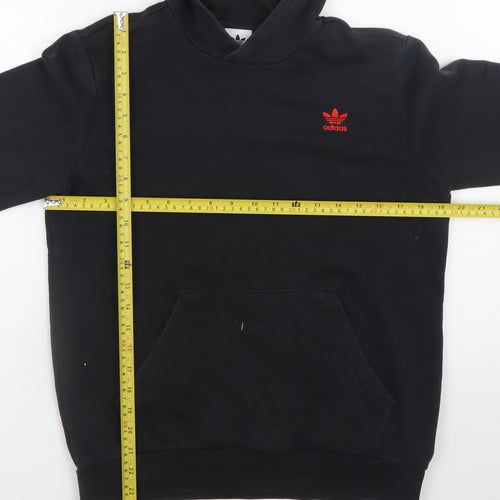 Adidas Boys Black Pullover Hoodie 13-14 Years Fleece Hooded Sweatshirt