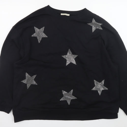 Zara Trafaluc Women Black Star Embellished Sweatshirt Size 8
