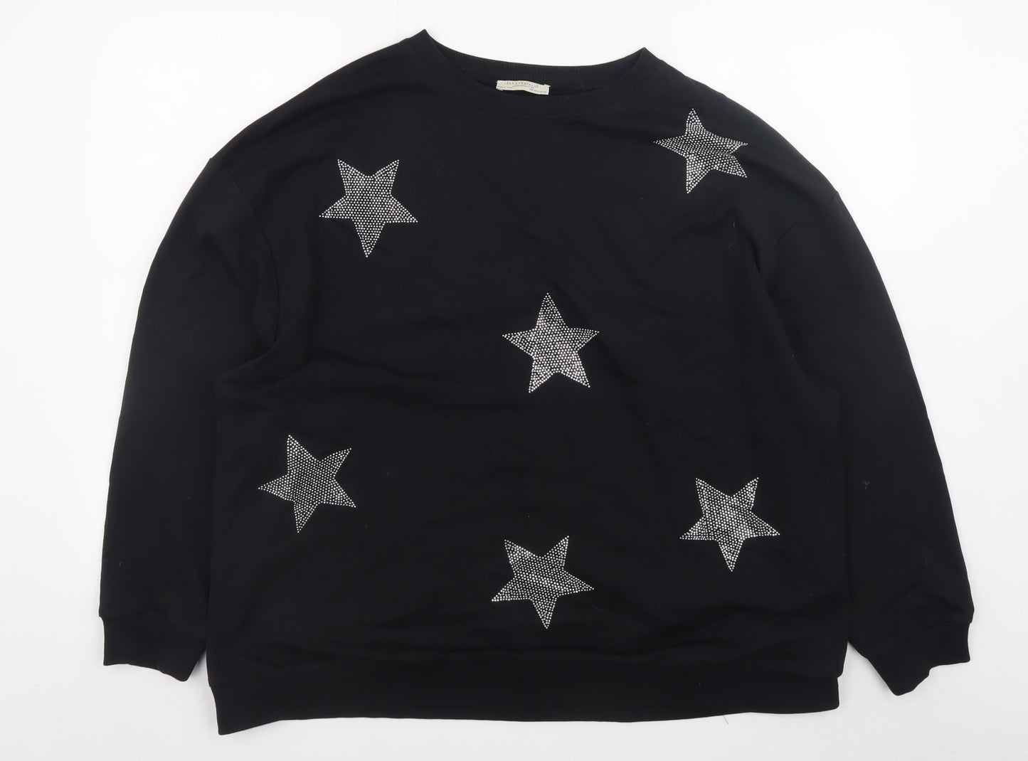 Zara Trafaluc Women Black Star Embellished Sweatshirt Size 8