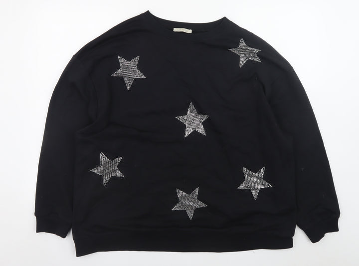 Zara Trafaluc Women Black Star Embellished Sweatshirt Size 8