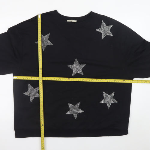 Zara Trafaluc Women Black Star Embellished Sweatshirt Size 8