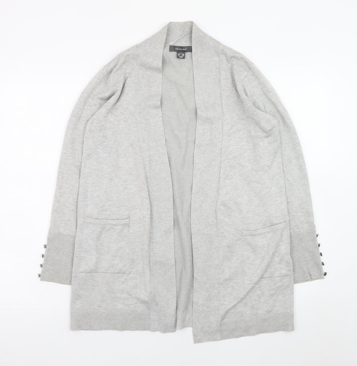 Primark Women Grey Knit Cardigan S Long Sleeve Open Front