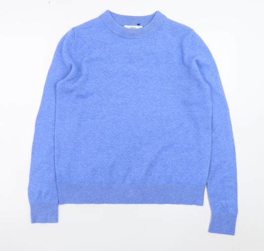 Marks and Spencer Women's Blue Crew Neck Wool Blend Jumper Size S