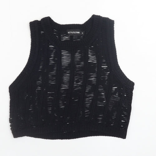 PrettyLittleThing Women’s Black Cropped Knit Tank Top Size S