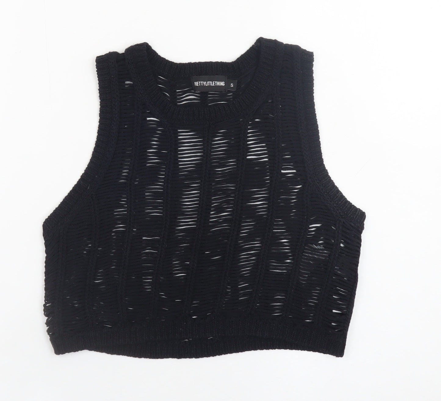 PrettyLittleThing Women’s Black Cropped Knit Tank Top Size S