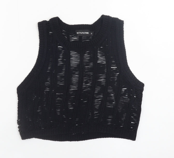 PrettyLittleThing Women’s Black Cropped Knit Tank Top Size S