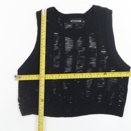 PrettyLittleThing Women’s Black Cropped Knit Tank Top Size S