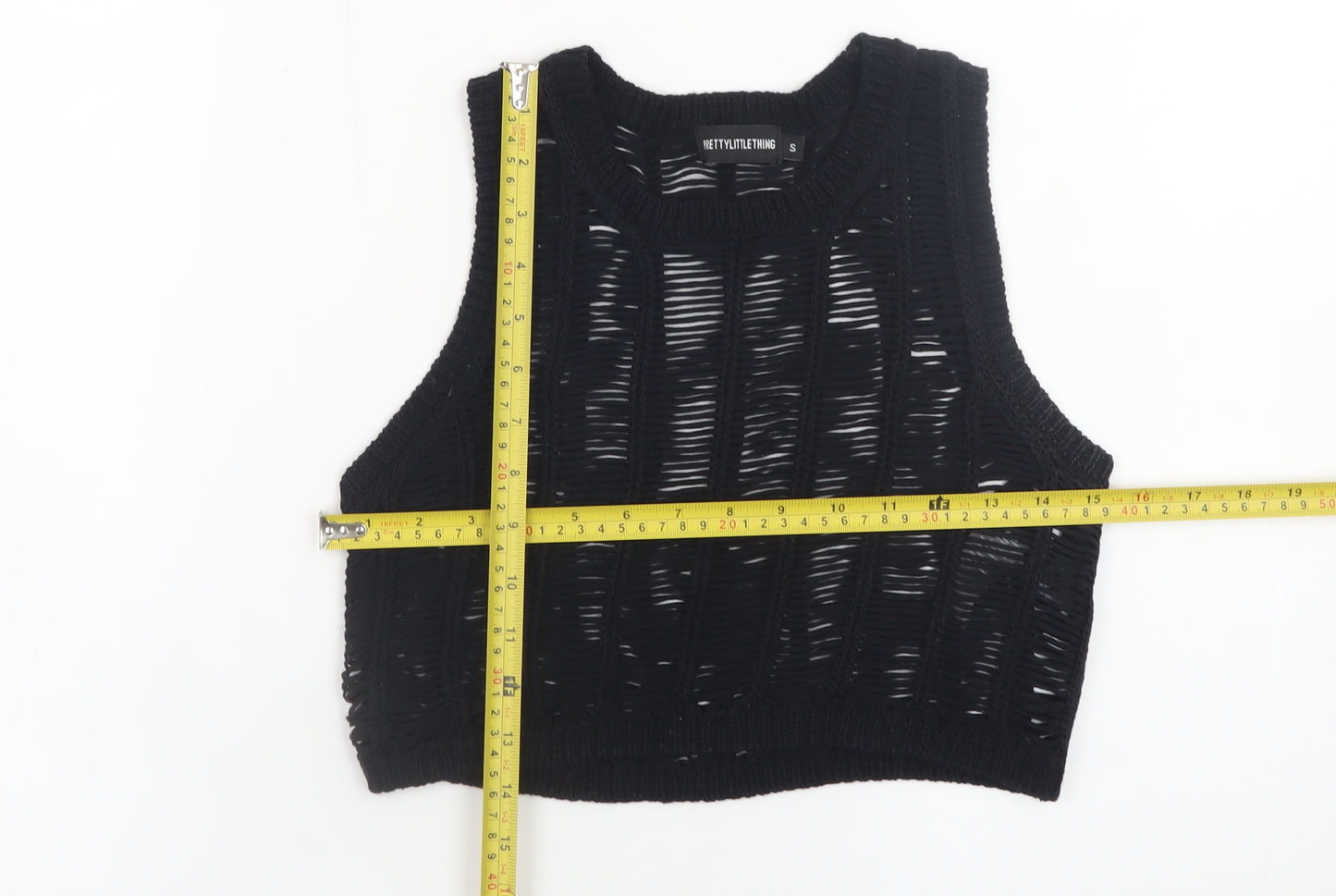 PrettyLittleThing Women’s Black Cropped Knit Tank Top Size S