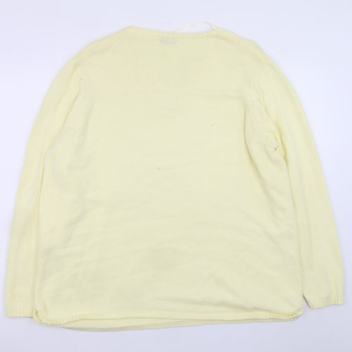 Bonmarché Women's Yellow V-Neck Cotton Jumper XL