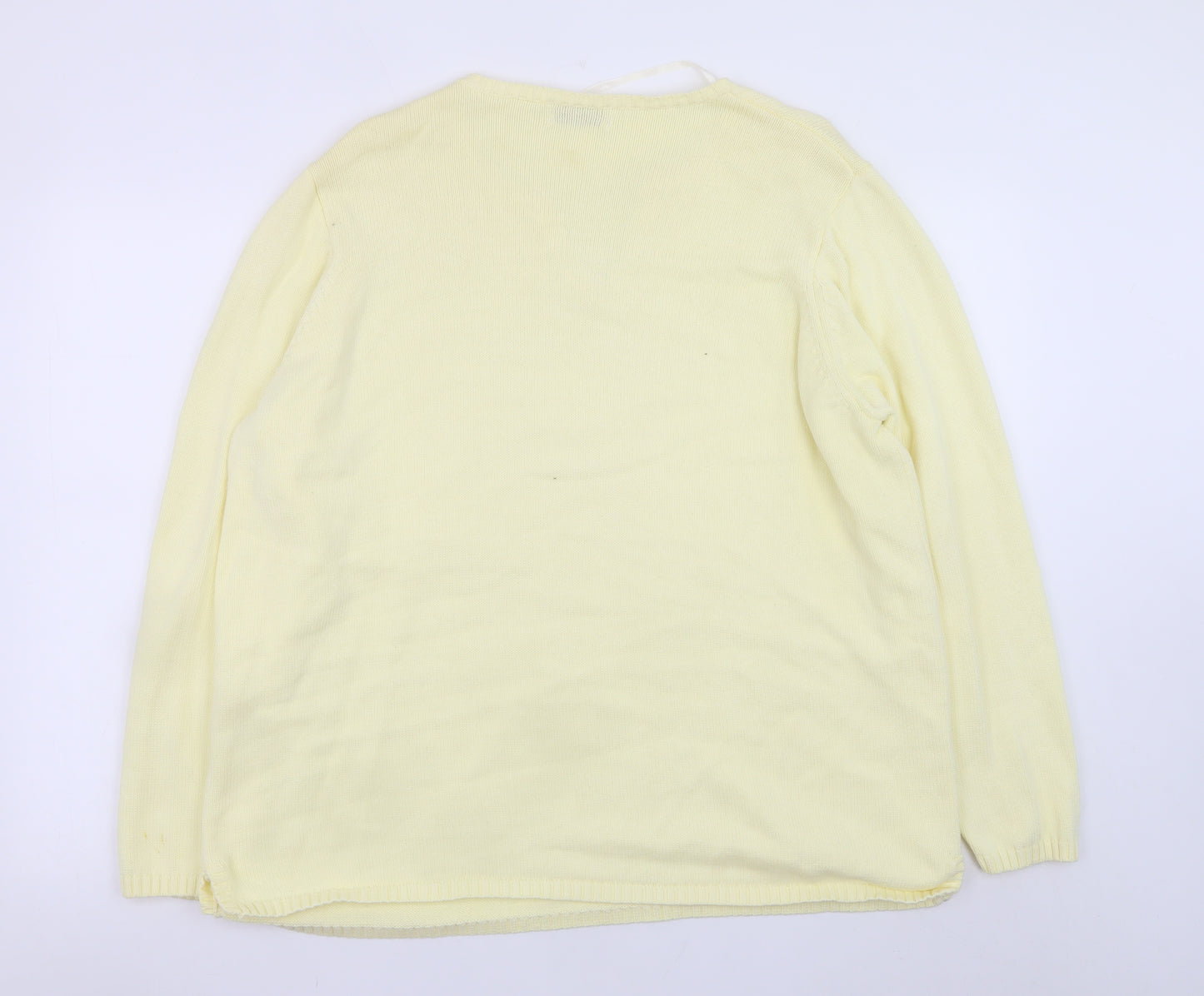 Bonmarché Women's Yellow V-Neck Cotton Jumper XL
