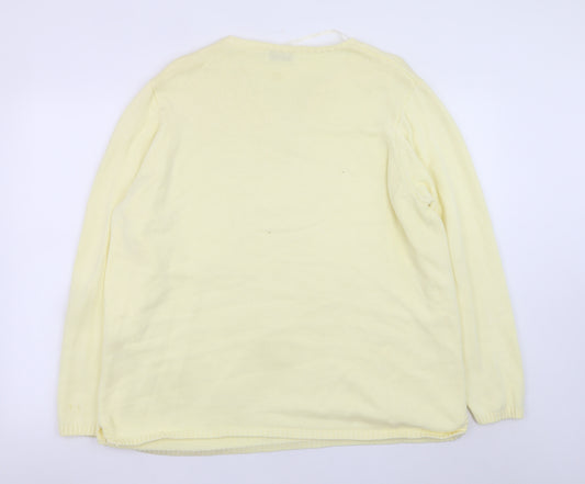 Bonmarché Women's Yellow V-Neck Cotton Jumper XL