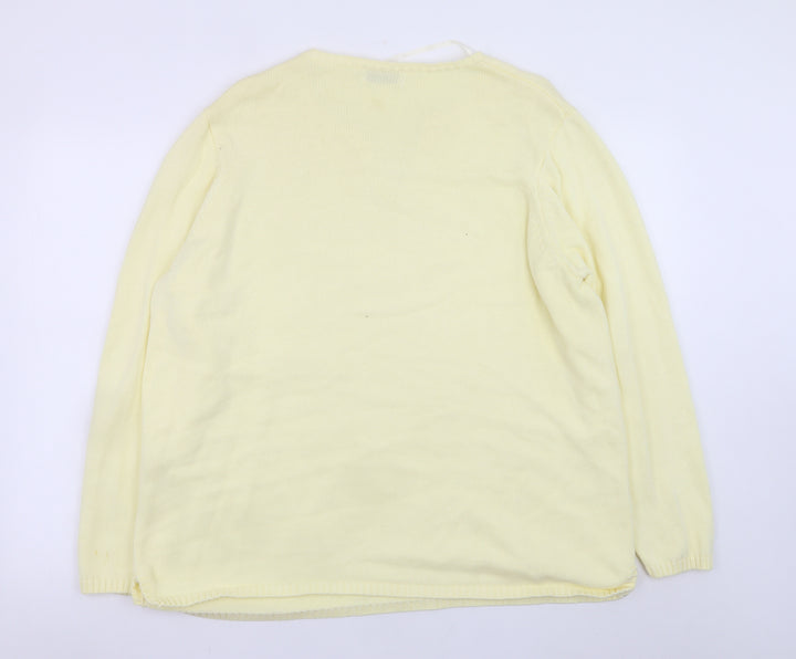 Bonmarché Women's Yellow V-Neck Cotton Jumper XL