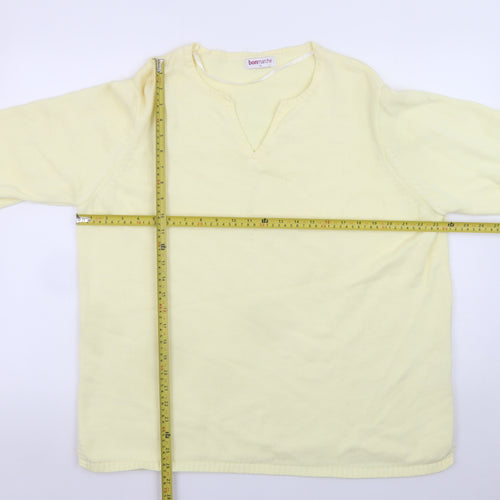 Bonmarché Women's Yellow V-Neck Cotton Jumper XL