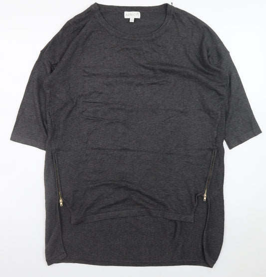 Apricot Women's Grey Tunic Jumper UK 10 Relaxed Knit Zip Detail