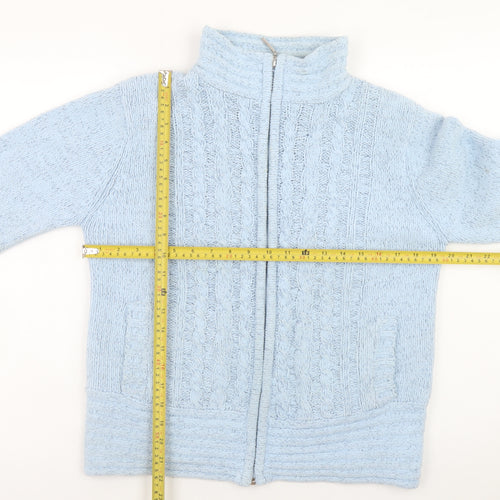 Elizabeth Scott Women’s Blue Cable-Knit Full Zip Jumper S