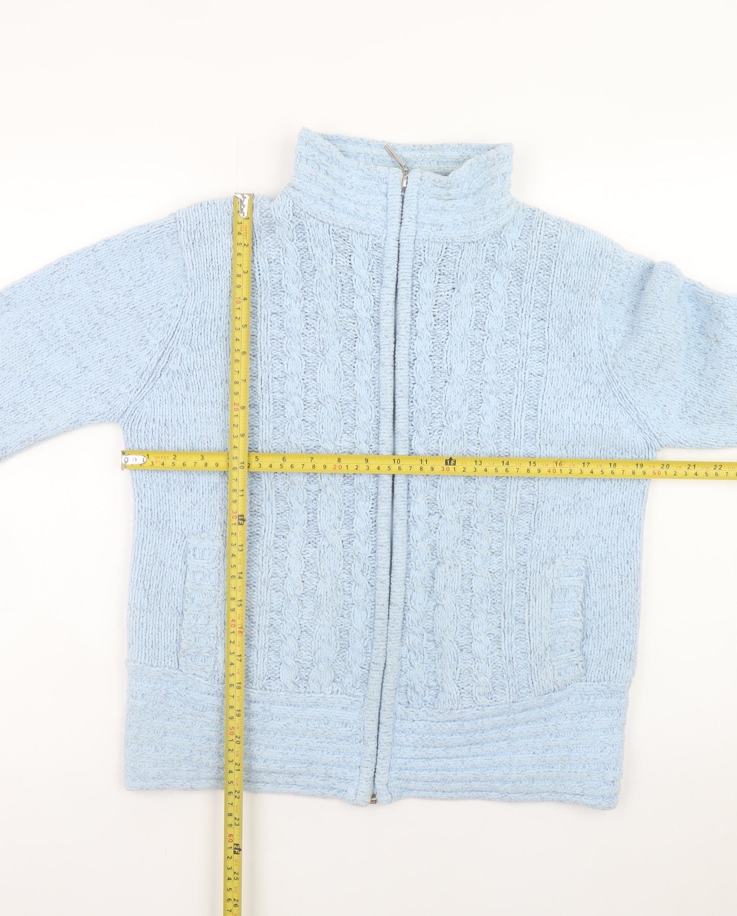 Elizabeth Scott Women’s Blue Cable-Knit Full Zip Jumper S