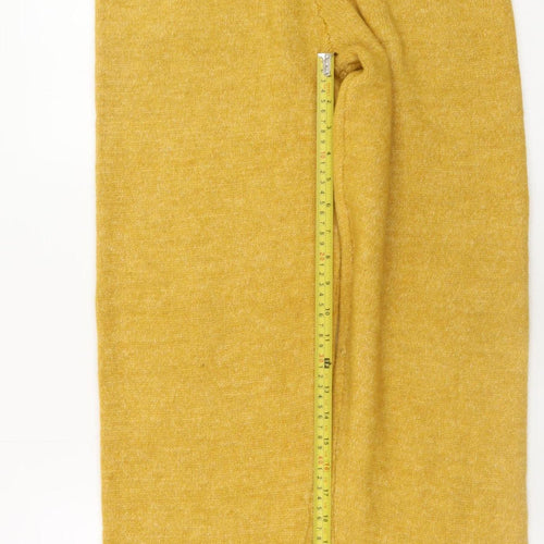 Boohoo Womens Yellow Knit Jogger Trousers Size L Comfortable Winter Wear