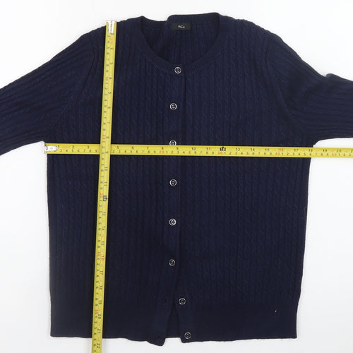 M&Co Women’s Blue Cable-Knit Cotton Long Sleeve Cardigan Size 14