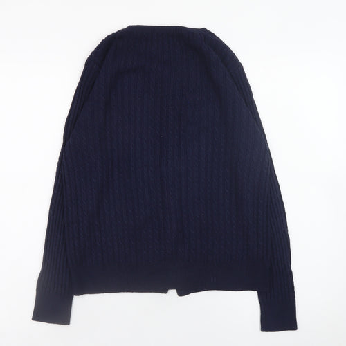 M&Co Women’s Blue Cable-Knit Cotton Long Sleeve Cardigan Size 14