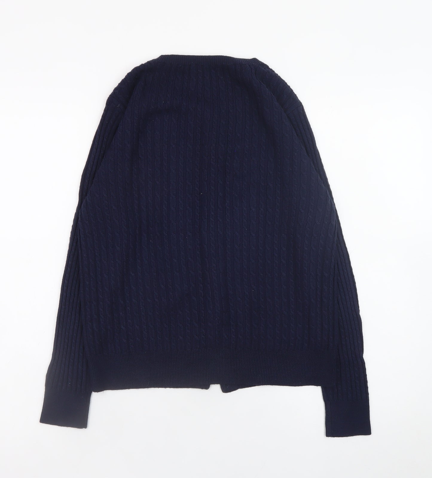 M&Co Women’s Blue Cable-Knit Cotton Long Sleeve Cardigan Size 14