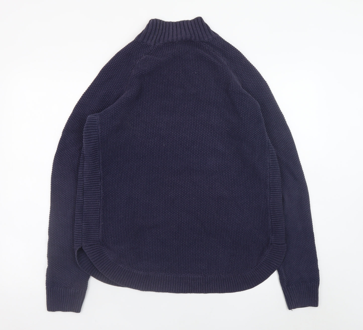 Joules Blue Cotton High Neck Waffle Knit Jumper Size S
