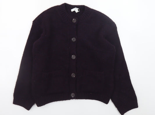 Marks and Spencer Women Black Wool Blend Chunky Cardigan Size S