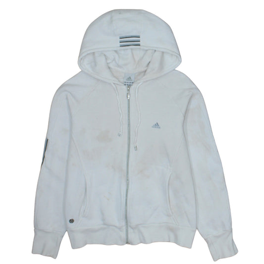 Adidas Women White Full Zip Hoodie Size 16 Logo Sportswear