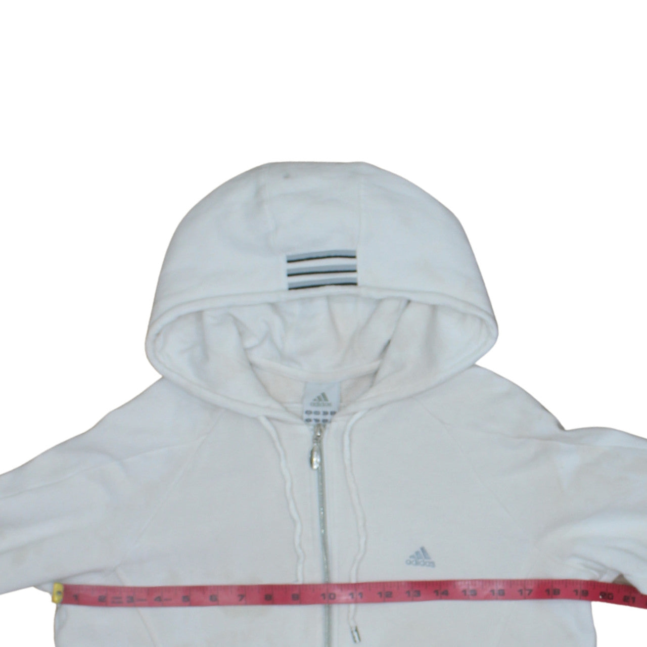 Adidas Women White Full Zip Hoodie Size 16 Logo Sportswear