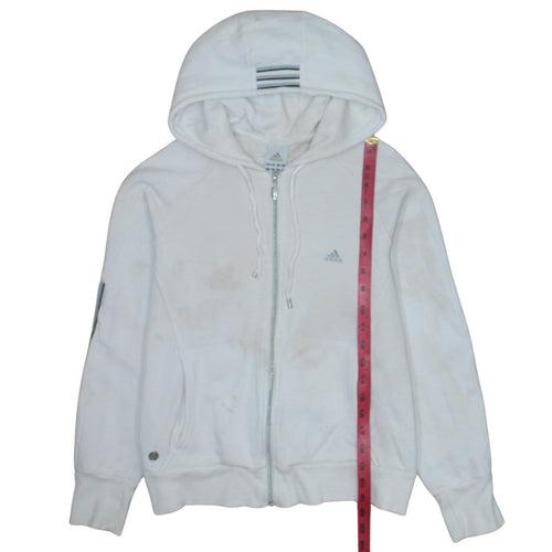 Adidas Women White Full Zip Hoodie Size 16 Logo Sportswear