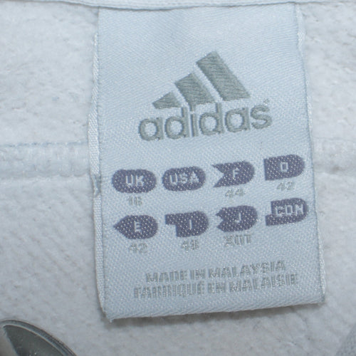 Adidas Women White Full Zip Hoodie Size 16 Logo Sportswear