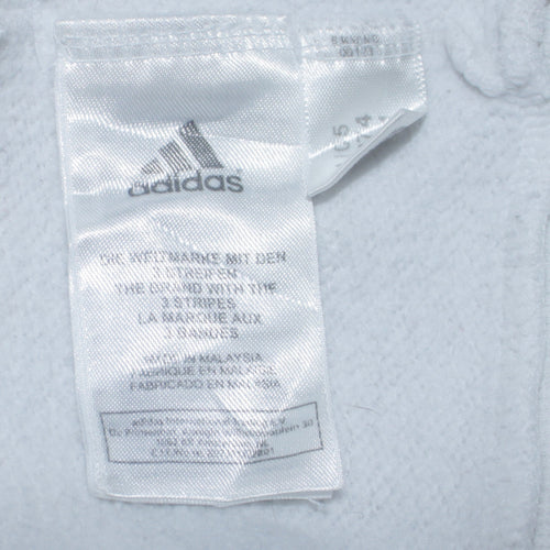 Adidas Women White Full Zip Hoodie Size 16 Logo Sportswear