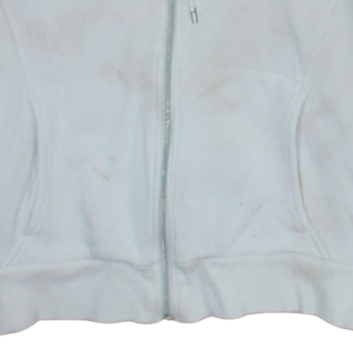 Adidas Women White Full Zip Hoodie Size 16 Logo Sportswear