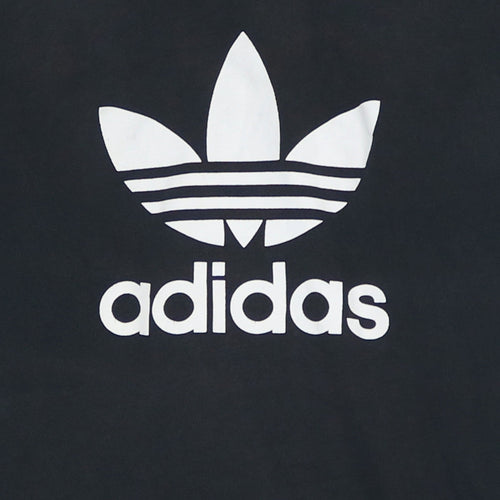 Adidas Boys Black Hoodie L Pullover Graphic Print Trefoil Logo Sweatshirt