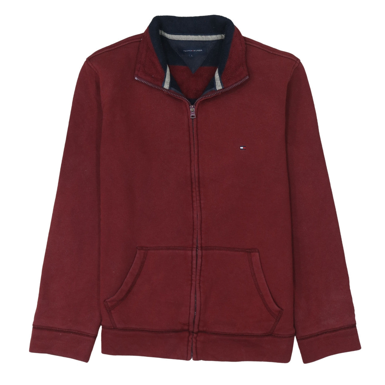Tommy Hilfiger Men's Red Full Zip Cotton Sweatshirt L