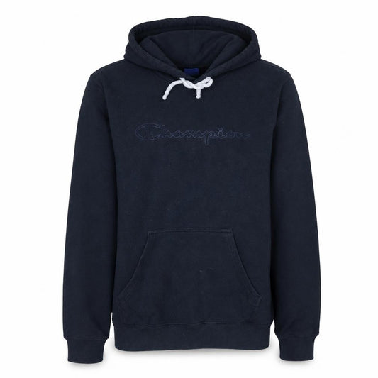 Front view of Champion Men's Blue Pullover Hoodie Medium Regular Fit