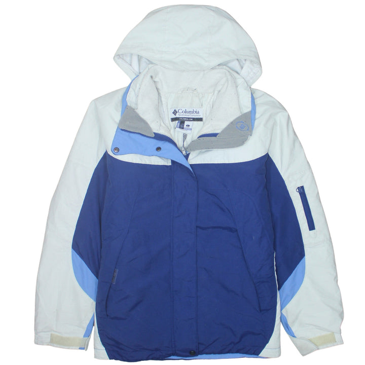Columbia Women's Blue Ski Jacket L Hooded Waterproof Winter Coat