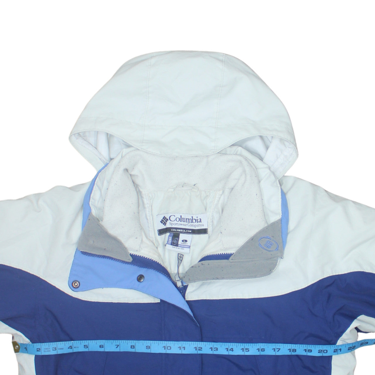 Columbia Women's Blue Ski Jacket L Hooded Waterproof Winter Coat