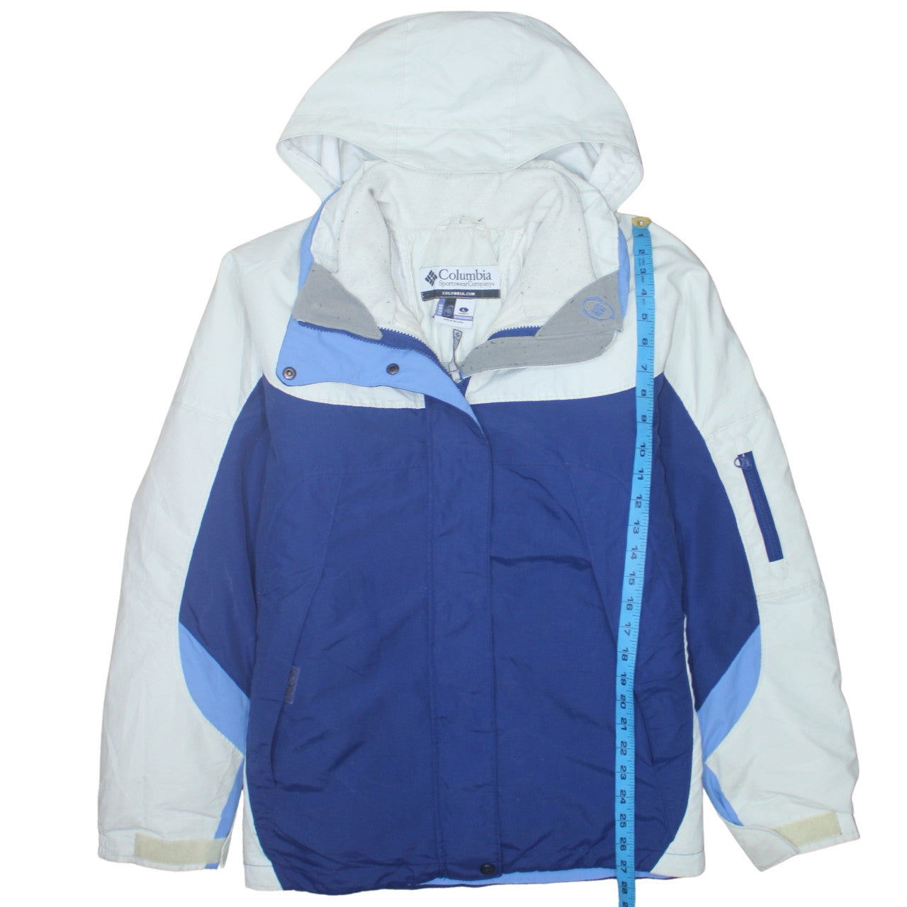 Columbia Women's Blue Ski Jacket L Hooded Waterproof Winter Coat