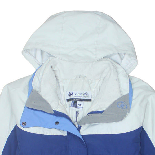 Columbia Women's Blue Ski Jacket L Hooded Waterproof Winter Coat