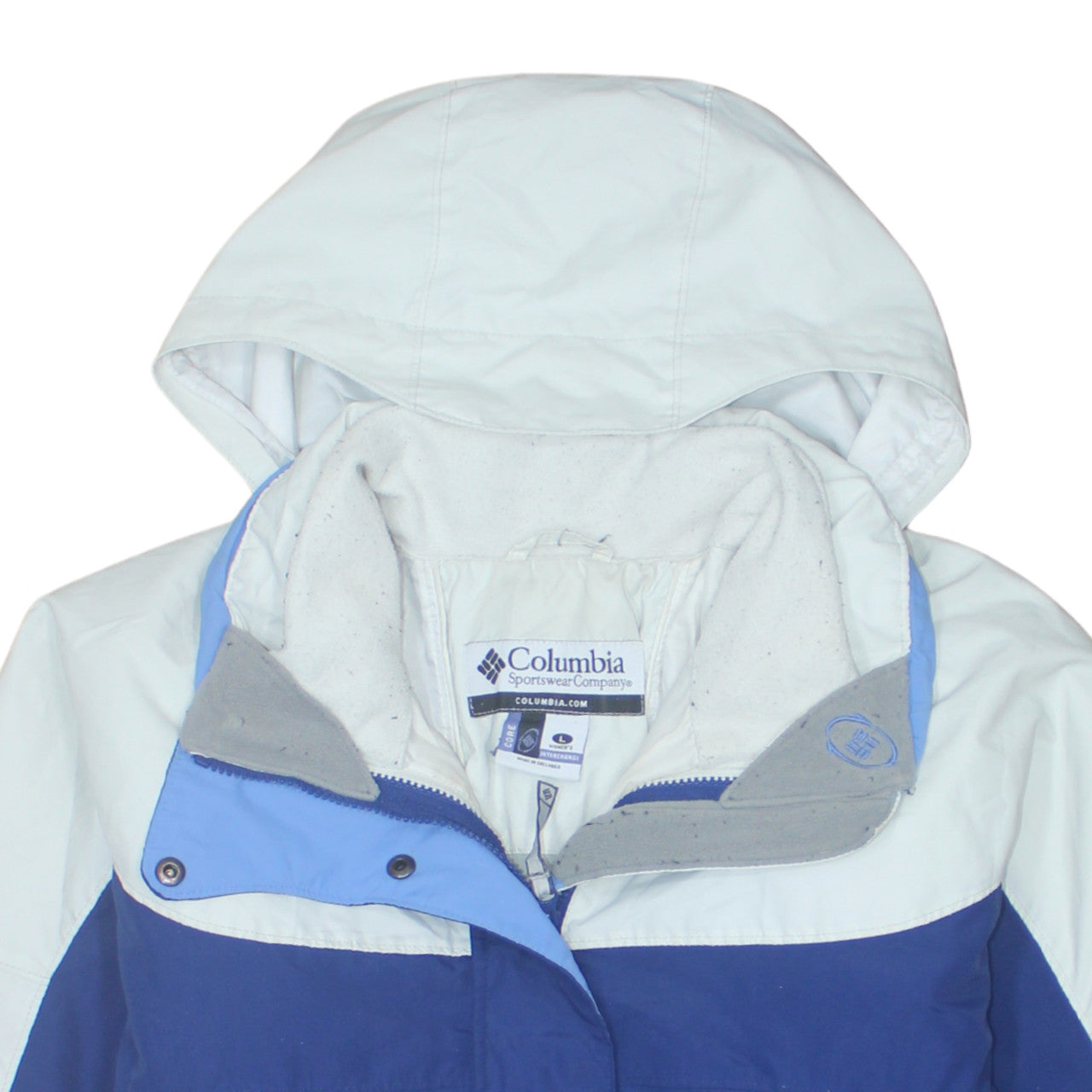 Columbia Women's Blue Ski Jacket L Hooded Waterproof Winter Coat