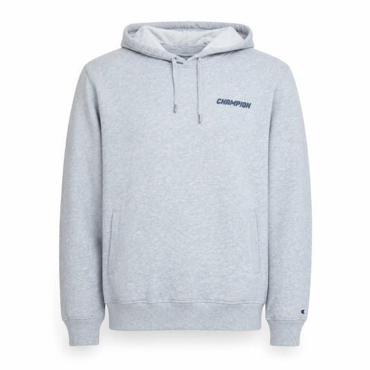 Front view of Champion Men's Grey Pullover Hoodie L Fleece Sportswear