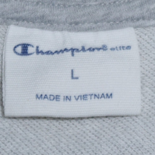 Champion Men's Grey Pullover Hoodie L Fleece Sportswear